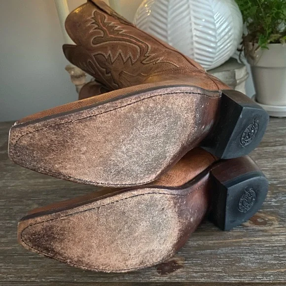 Luchesse Mad Dog Madras Goat Leather Western Cowboy Cowgirl Boots Womens 7 Tan - Picture 13 of 15